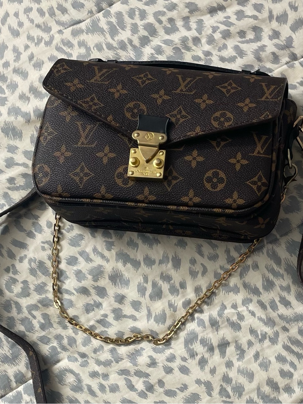 Monogram Canvas Crossbody Bag in Brown with Gold Hardware
